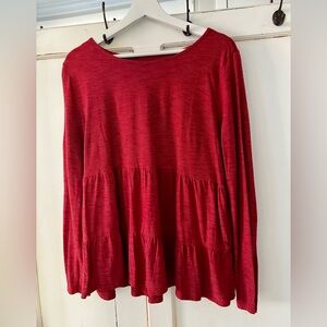 LOFT Tiered Peplum Top- Red